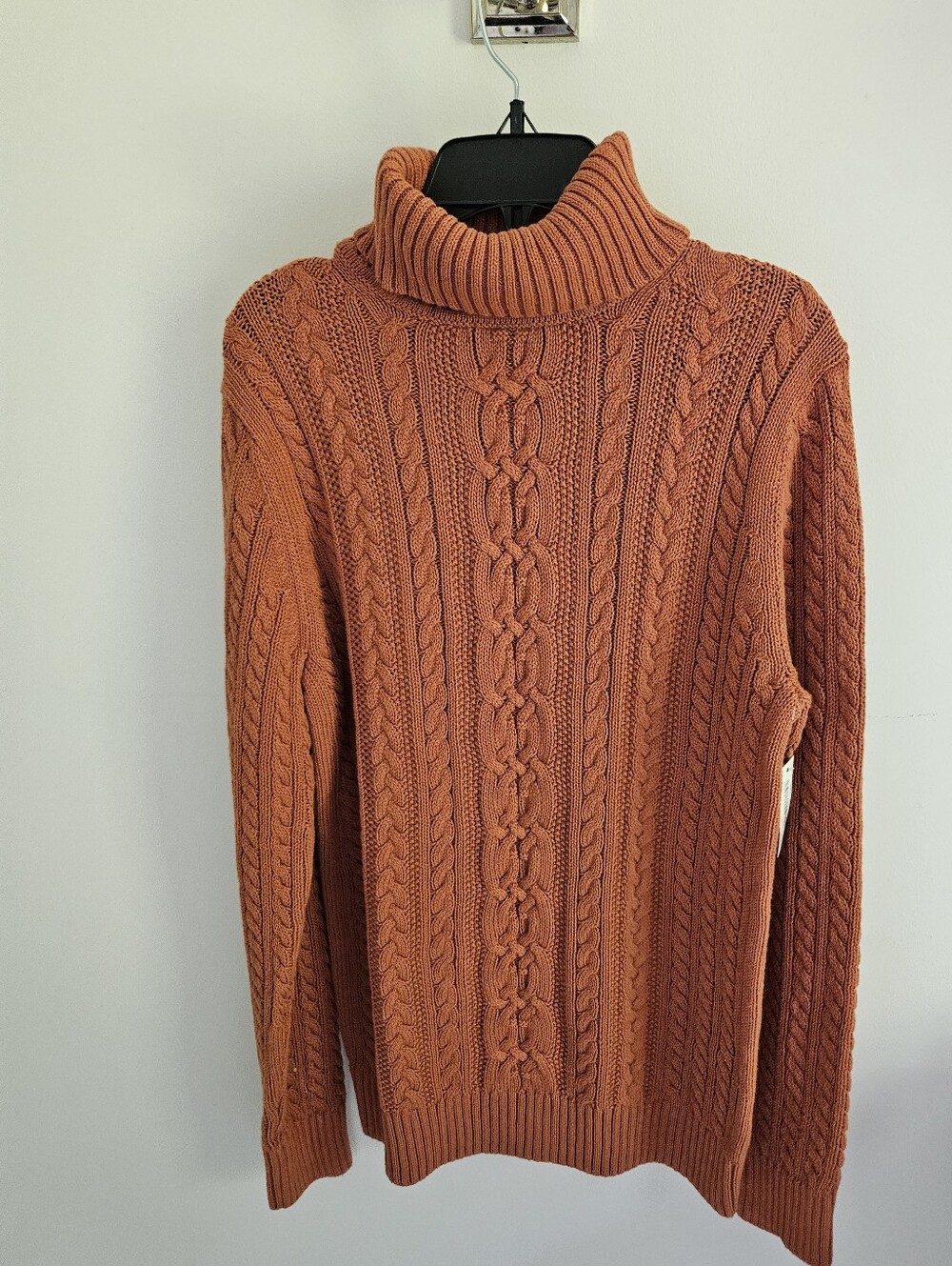Sweater Cable Knit Turtleneck In Pumpkin Spice Color Unbranded NWT - Picture 2 of 5